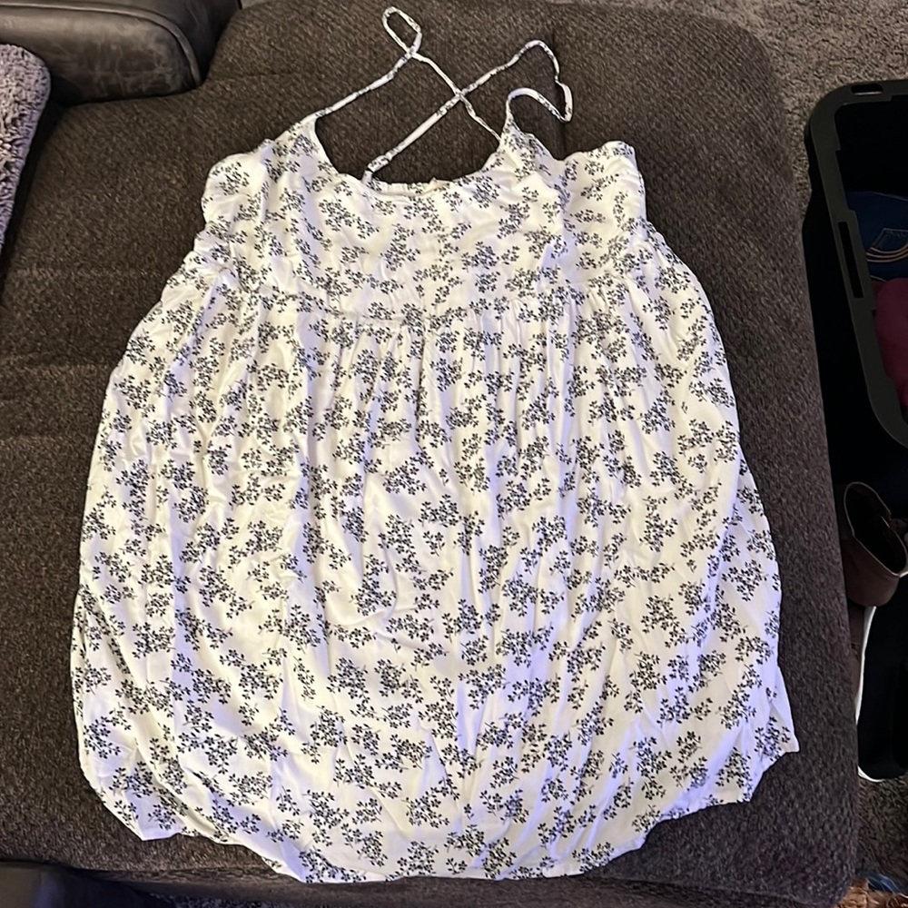 Black and white floral dress.